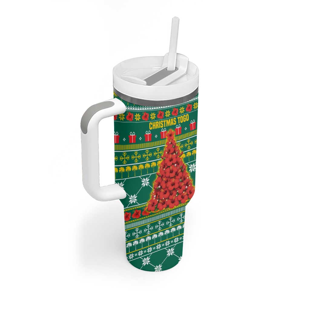 Togo Christmas Tumbler With Handle with Santa Poinsettia Flower Tree Gifts and African Print Pattern - Wonder Print Shop