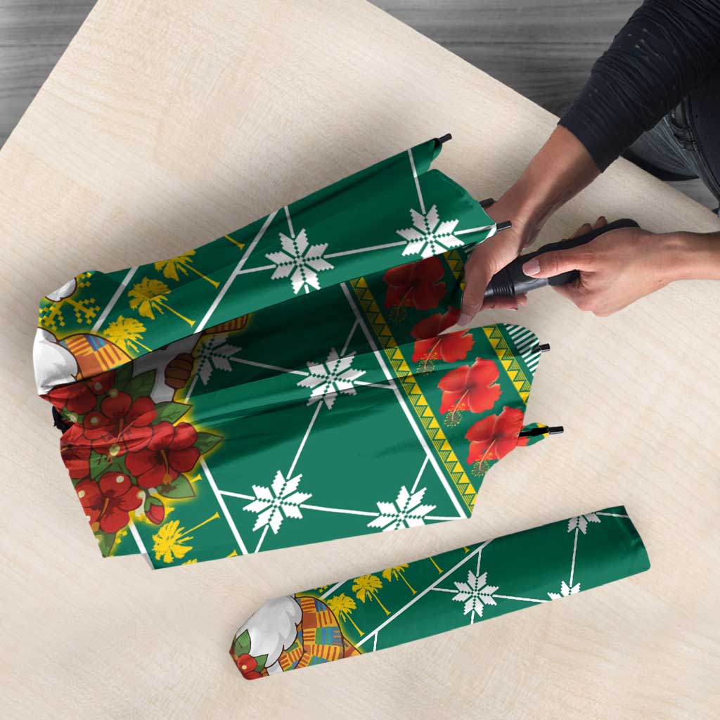 Togo Christmas Umbrella with Santa Poinsettia Flower Tree Gifts and African Print Pattern - Wonder Print Shop
