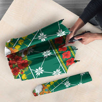 Togo Christmas Umbrella with Santa Poinsettia Flower Tree Gifts and African Print Pattern - Wonder Print Shop