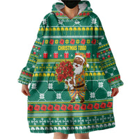 Togo Christmas Wearable Blanket Hoodie with Santa Poinsettia Flower Tree Gifts and African Print Pattern - Wonder Print Shop