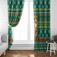 Togo Christmas Window Curtain with Santa Poinsettia Flower Tree Gifts and African Print Pattern - Wonder Print Shop