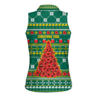 Togo Christmas Women Sleeveless Polo Shirt with Santa Poinsettia Flower Tree Gifts and African Print Pattern - Wonder Print Shop