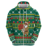 Togo Christmas Zip Hoodie with Santa Poinsettia Flower Tree Gifts and African Print Pattern - Wonder Print Shop