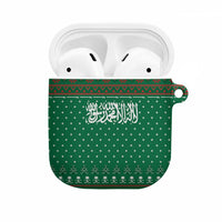 Saudi Arabia Christmas AirPods Case with Green Pattern, Traditional Script Motif, and Camel Caravan Silhouette - Wonder Print Shop
