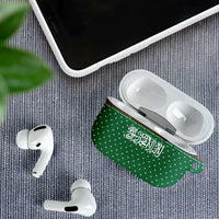 Saudi Arabia Christmas AirPods Case with Green Pattern, Traditional Script Motif, and Camel Caravan Silhouette - Wonder Print Shop