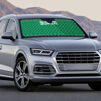 Saudi Arabia Christmas Auto Sun Shade with Green Pattern, Traditional Script Motif, and Camel Caravan Silhouette - Wonder Print Shop