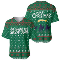 Saudi Arabia Christmas Baseball Jersey with Green Pattern, Traditional Script Motif, and Camel Caravan Silhouette - Wonder Print Shop