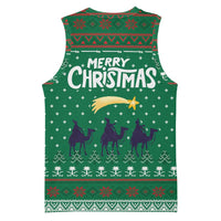 Saudi Arabia Christmas Basketball Jersey with Green Pattern, Traditional Script Motif, and Camel Caravan Silhouette - Wonder Print Shop
