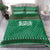 Saudi Arabia Christmas Bedding Set with Green Pattern, Traditional Script Motif, and Camel Caravan Silhouette - Wonder Print Shop