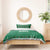 Saudi Arabia Christmas Bedding Set with Green Pattern, Traditional Script Motif, and Camel Caravan Silhouette - Wonder Print Shop
