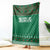 Saudi Arabia Christmas Blanket with Green Pattern, Traditional Script Motif, and Camel Caravan Silhouette - Wonder Print Shop