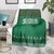 Saudi Arabia Christmas Blanket with Green Pattern, Traditional Script Motif, and Camel Caravan Silhouette - Wonder Print Shop