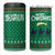 Saudi Arabia Christmas 4 in 1 Can Cooler Tumbler with Green Pattern, Traditional Script Motif, and Camel Caravan Silhouette - Wonder Print Shop