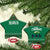 Saudi Arabia Christmas Ceramic Ornament with Green Pattern, Traditional Script Motif, and Camel Caravan Silhouette - Wonder Print Shop
