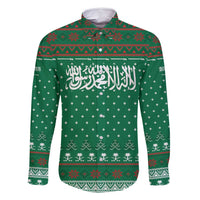 Saudi Arabia Christmas Family Matching Mermaid Dress and Hawaiian Shirt with Green Pattern, Traditional Script Motif, and Camel Caravan Silhouette - Wonder Print Shop