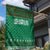 Saudi Arabia Christmas Garden Flag with Green Pattern, Traditional Script Motif, and Camel Caravan Silhouette - Wonder Print Shop