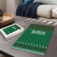 Saudi Arabia Christmas Puzzle with Green Pattern, Traditional Script Motif, and Camel Caravan Silhouette - Wonder Print Shop