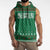 Saudi Arabia Christmas Sleeveless Hoodie with Green Pattern, Traditional Script Motif, and Camel Caravan Silhouette - Wonder Print Shop