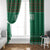 Saudi Arabia Christmas Window Curtain with Green Pattern, Traditional Script Motif, and Camel Caravan Silhouette - Wonder Print Shop