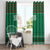 Saudi Arabia Christmas Window Curtain with Green Pattern, Traditional Script Motif, and Camel Caravan Silhouette - Wonder Print Shop