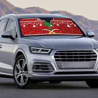 Saudi Arabia Christmas Auto Sun Shade with Red Festive Pattern, National Emblem with Palm and Swords, and Map Motif - Wonder Print Shop