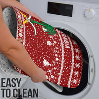 Saudi Arabia Christmas Bathroom Set with Red Festive Pattern, National Emblem with Palm and Swords, and Map Motif - Wonder Print Shop