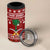 Saudi Arabia Christmas 4 in 1 Can Cooler Tumbler with Red Festive Pattern, National Emblem with Palm and Swords, and Map Motif - Wonder Print Shop