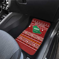 Saudi Arabia Christmas Car Mats with Red Festive Pattern, National Emblem with Palm and Swords, and Map Motif - Wonder Print Shop