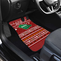 Saudi Arabia Christmas Car Mats with Red Festive Pattern, National Emblem with Palm and Swords, and Map Motif - Wonder Print Shop