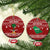 Saudi Arabia Christmas Ceramic Ornament with Red Festive Pattern, National Emblem with Palm and Swords, and Map Motif - Wonder Print Shop
