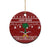 Saudi Arabia Christmas Ceramic Ornament with Red Festive Pattern, National Emblem with Palm and Swords, and Map Motif - Wonder Print Shop