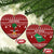 Saudi Arabia Christmas Ceramic Ornament with Red Festive Pattern, National Emblem with Palm and Swords, and Map Motif - Wonder Print Shop