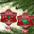 Saudi Arabia Christmas Ceramic Ornament with Red Festive Pattern, National Emblem with Palm and Swords, and Map Motif - Wonder Print Shop