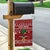 Saudi Arabia Christmas Garden Flag with Red Festive Pattern, National Emblem with Palm and Swords, and Map Motif - Wonder Print Shop