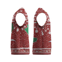 Saudi Arabia Christmas Knitted V-Neck Vest with Red Festive Pattern, National Emblem with Palm and Swords, and Map Motif - Wonder Print Shop