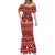 Saudi Arabia Christmas Mermaid Dress with Red Festive Pattern, National Emblem with Palm and Swords, and Map Motif - Wonder Print Shop