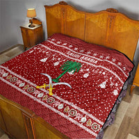 Saudi Arabia Christmas Quilt with Red Festive Pattern, National Emblem with Palm and Swords, and Map Motif - Wonder Print Shop