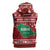 Saudi Arabia Christmas Sleeveless Zip Hoodie with Red Festive Pattern, National Emblem with Palm and Swords, and Map Motif - Wonder Print Shop