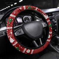 Saudi Arabia Christmas Steering Wheel Cover with Red Festive Pattern, National Emblem with Palm and Swords, and Map Motif - Wonder Print Shop