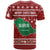 Saudi Arabia Christmas T Shirt with Red Festive Pattern, National Emblem with Palm and Swords, and Map Motif - Wonder Print Shop