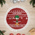 Saudi Arabia Christmas Tree Skirt with Red Festive Pattern, National Emblem with Palm and Swords, and Map Motif - Wonder Print Shop