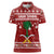 Saudi Arabia Christmas Women Polo Shirt with Red Festive Pattern, National Emblem with Palm and Swords, and Map Motif - Wonder Print Shop