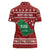 Saudi Arabia Christmas Women Polo Shirt with Red Festive Pattern, National Emblem with Palm and Swords, and Map Motif - Wonder Print Shop