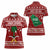 Saudi Arabia Christmas Women Polo Shirt with Red Festive Pattern, National Emblem with Palm and Swords, and Map Motif - Wonder Print Shop