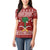 Saudi Arabia Christmas Women Polo Shirt with Red Festive Pattern, National Emblem with Palm and Swords, and Map Motif - Wonder Print Shop