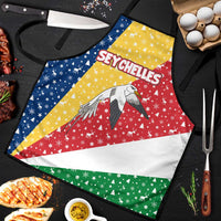 Seychelles Christmas Apron with Flag Colors Pattern, Tropical Bird Motif, and National Coat of Arms - Wonder Print Shop