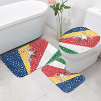 Seychelles Christmas Bathroom Set with Flag Colors Pattern, Tropical Bird Motif, and National Coat of Arms - Wonder Print Shop