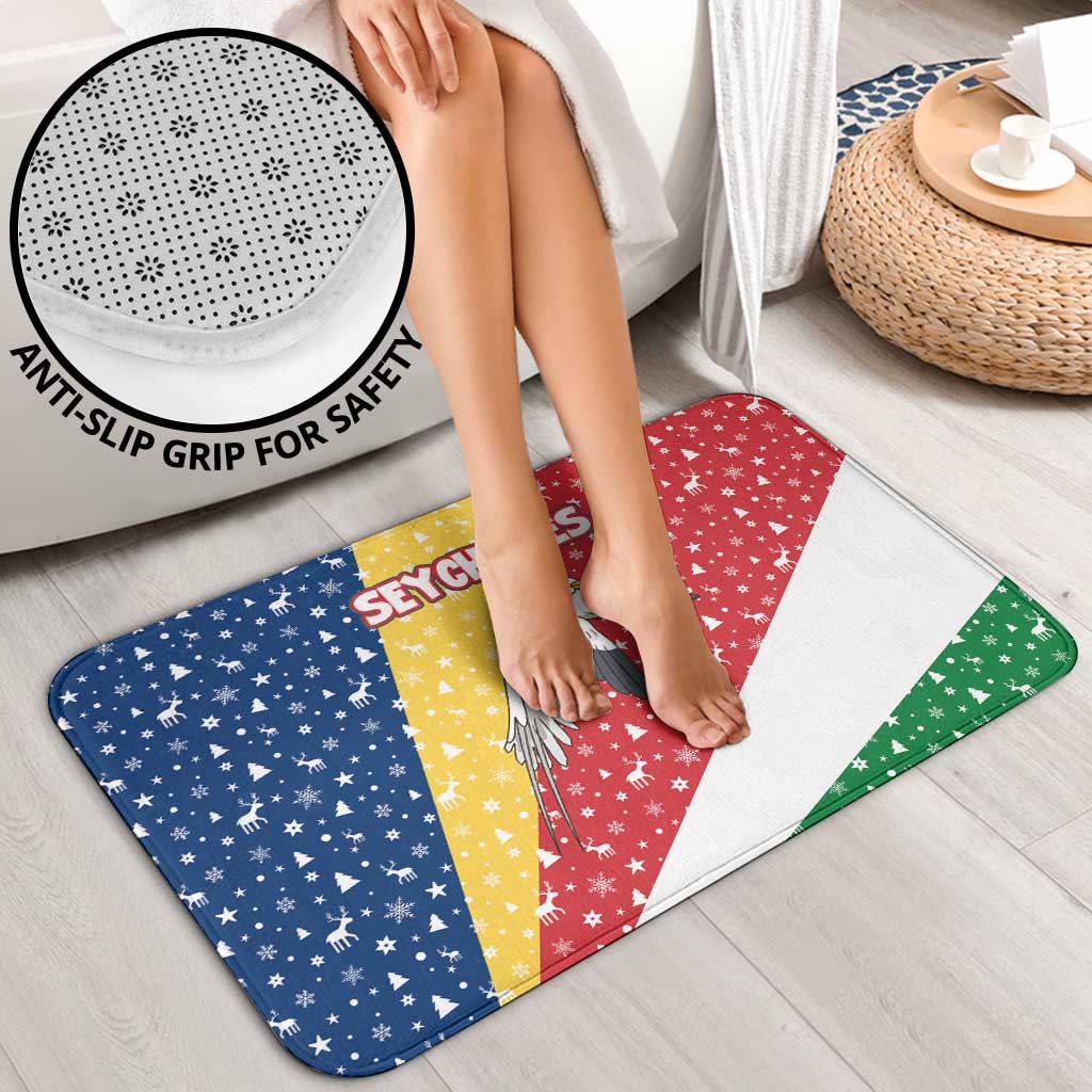 Seychelles Christmas Bathroom Set with Flag Colors Pattern, Tropical Bird Motif, and National Coat of Arms - Wonder Print Shop