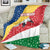 Seychelles Christmas Blanket with Flag Colors Pattern, Tropical Bird Motif, and National Coat of Arms - Wonder Print Shop