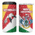 Seychelles Christmas 4 in 1 Can Cooler Tumbler with Flag Colors Pattern, Tropical Bird Motif, and National Coat of Arms - Wonder Print Shop
